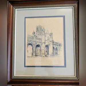 Signed Vintage Print Of Christ Church By Wallace Hester